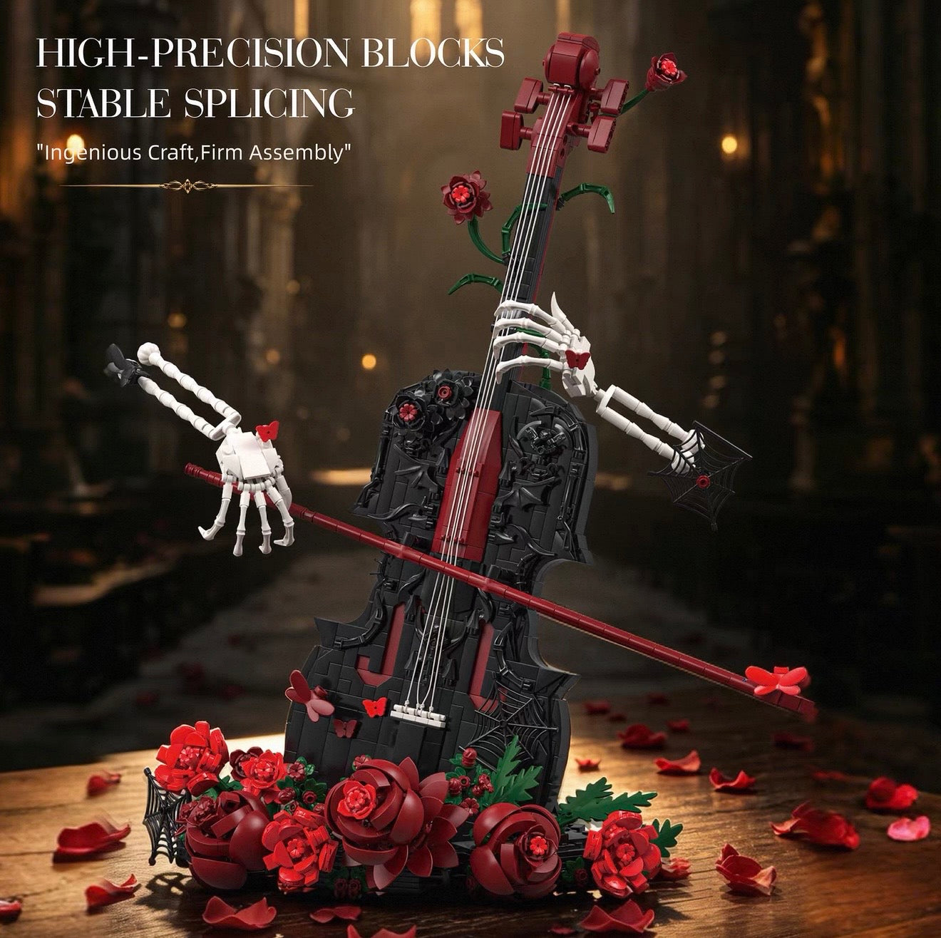 Gothic Rose Violin Display Building Blocks