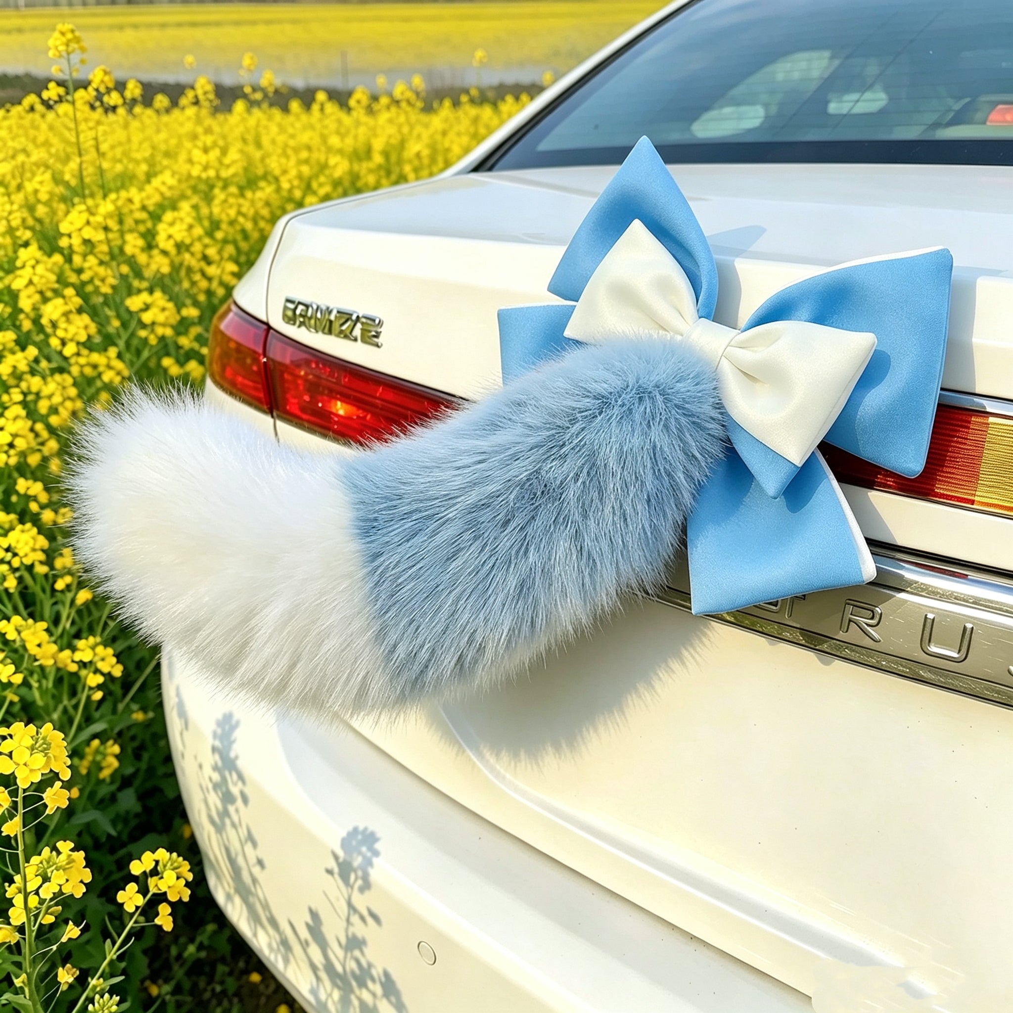 New Fluffy Bow Car Tail Decoration with Voice and Remote Control