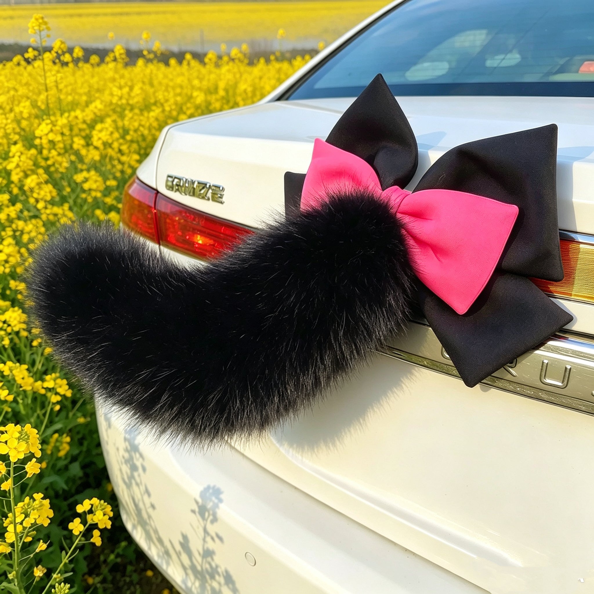 New Fluffy Bow Car Tail Decoration with Voice and Remote Control