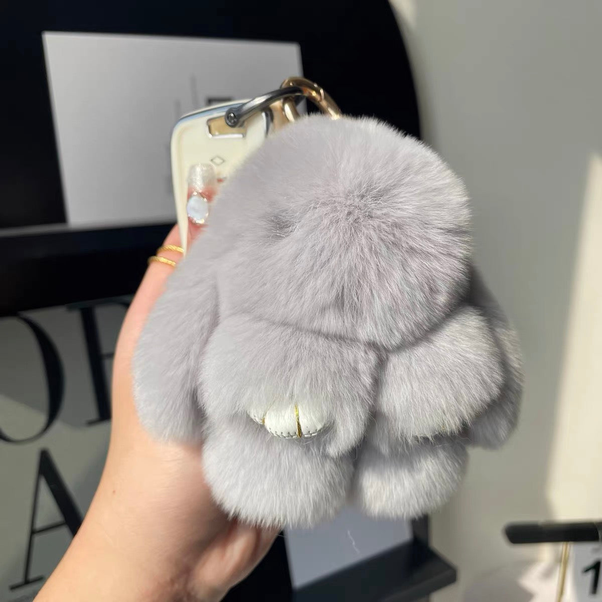 Fluffy Bunny Bag Charm, Soft Little Plush Pal