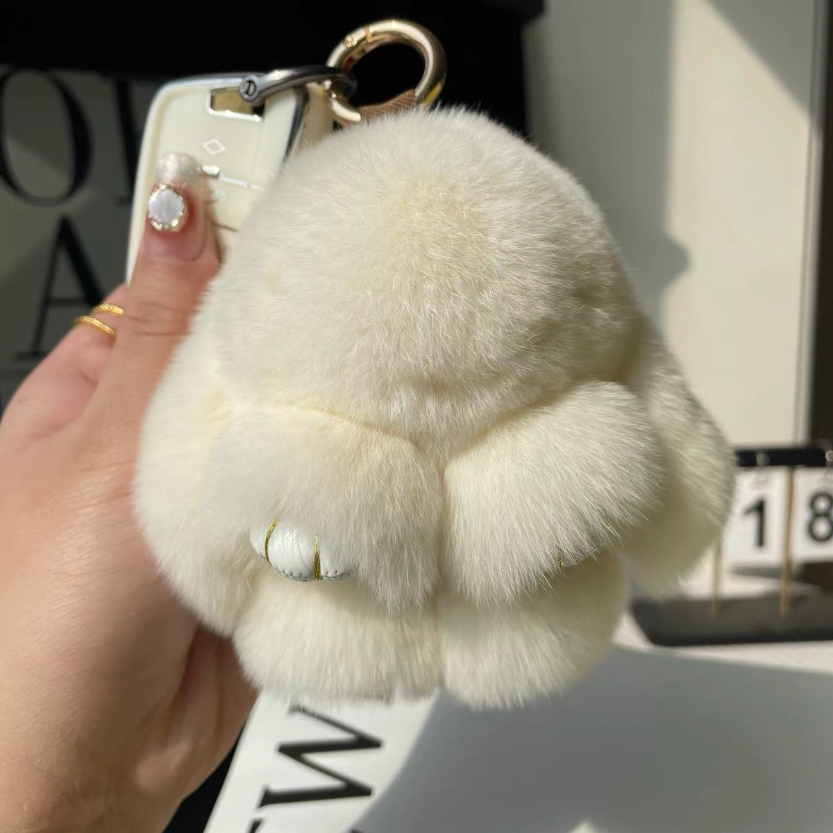 Fluffy Bunny Bag Charm, Soft Little Plush Pal