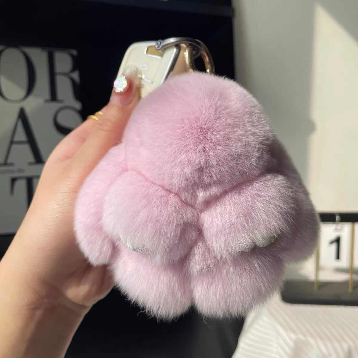 Fluffy Bunny Bag Charm, Soft Little Plush Pal