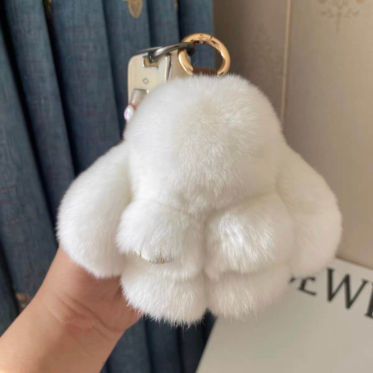 Fluffy Bunny Bag Charm, Soft Little Plush Pal
