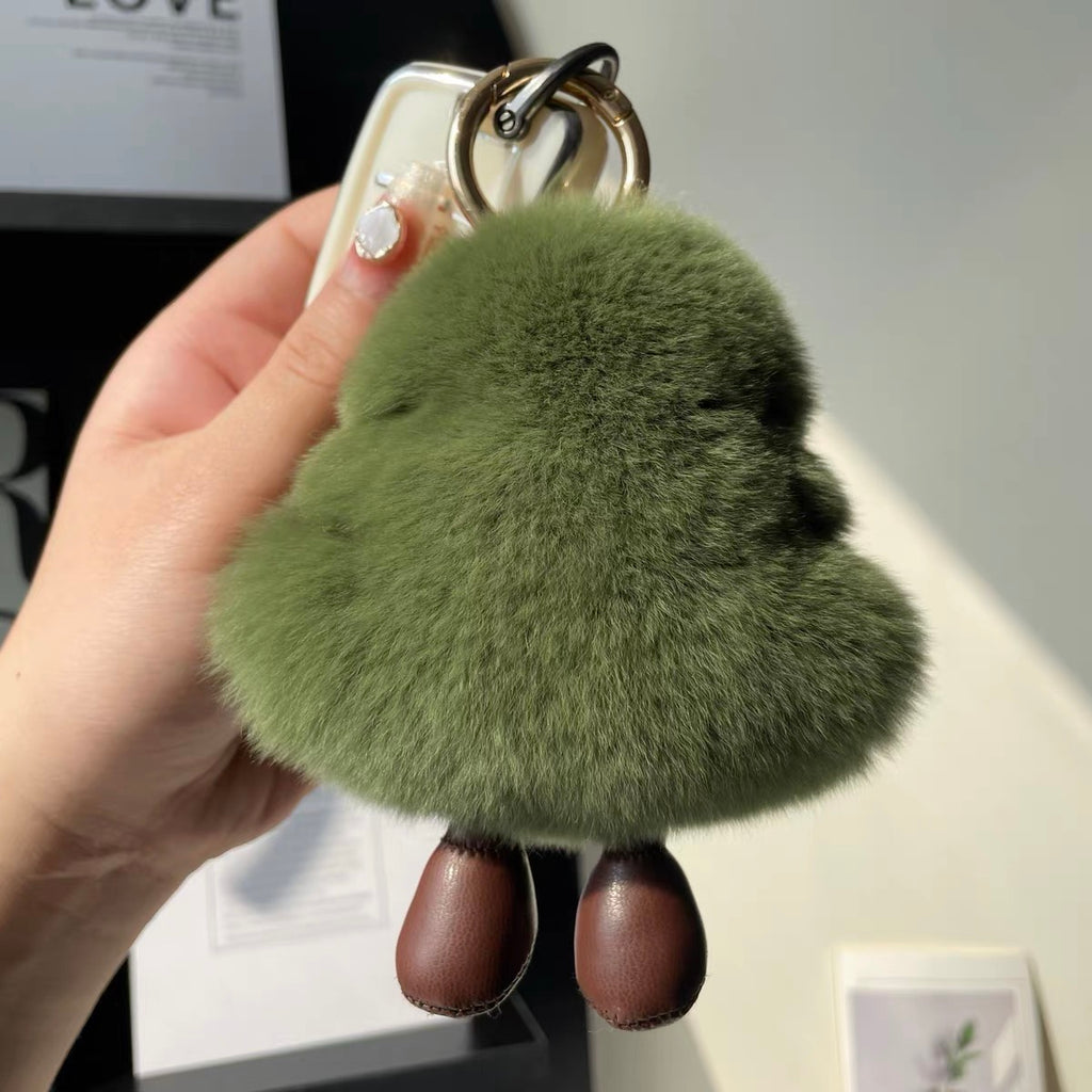 Fluffy Green Bird Bag Charm, Soft Little Plush Pal