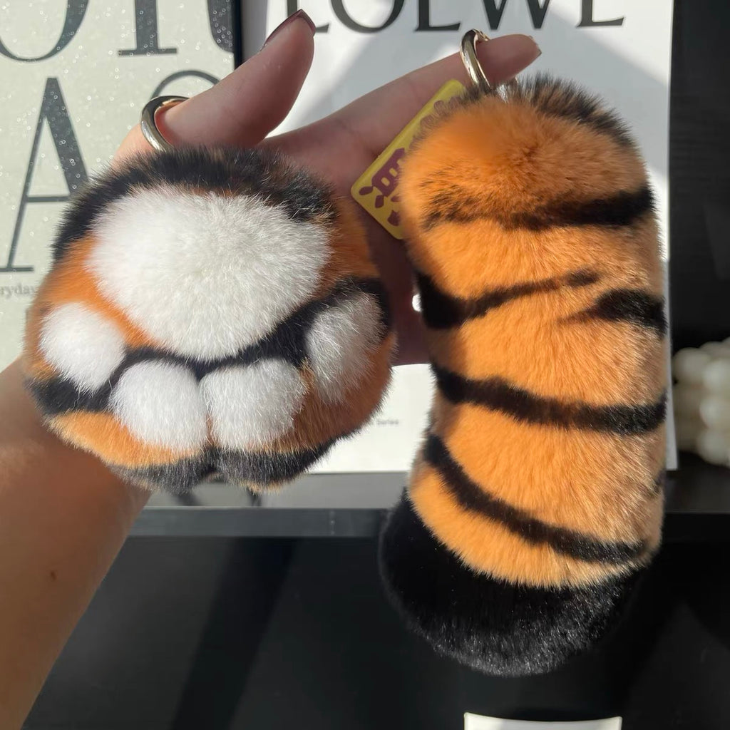 Fluffy Tiger Paw & Tail Bag Charm