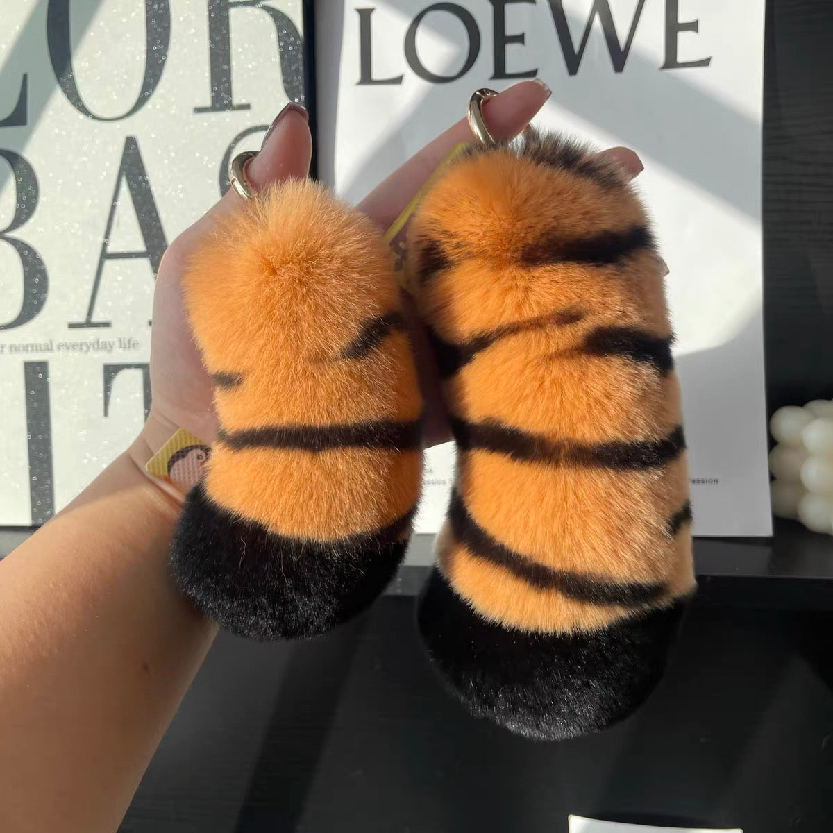 Fluffy Tiger Paw & Tail Bag Charm