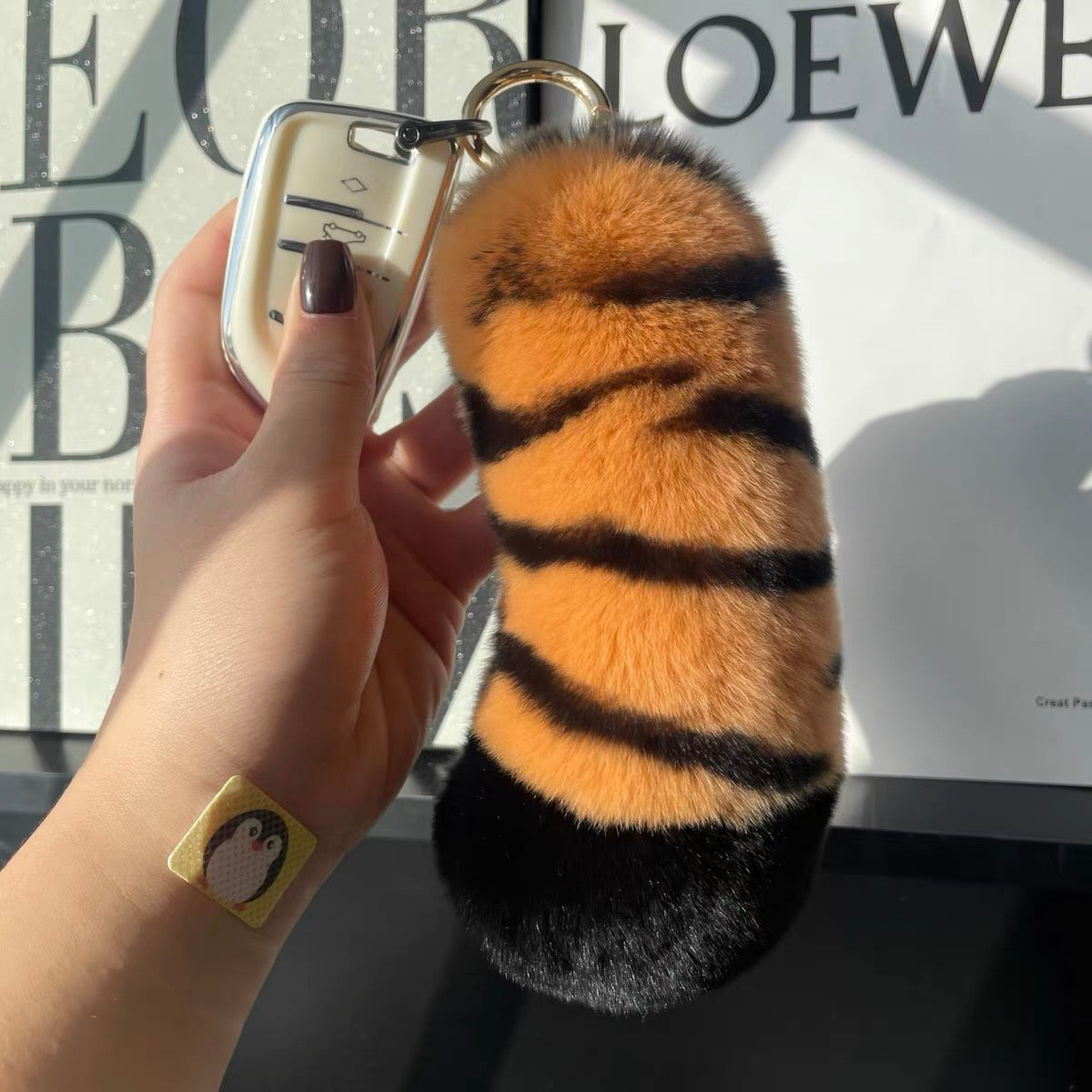 Fluffy Tiger Paw & Tail Bag Charm