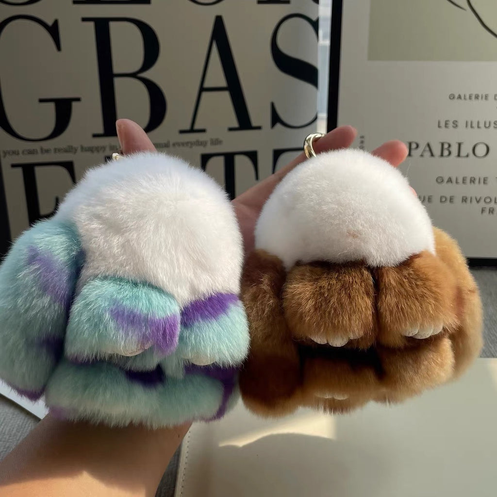 Fluffy Bunny Bag Charm, Soft Plush Keychain Pal