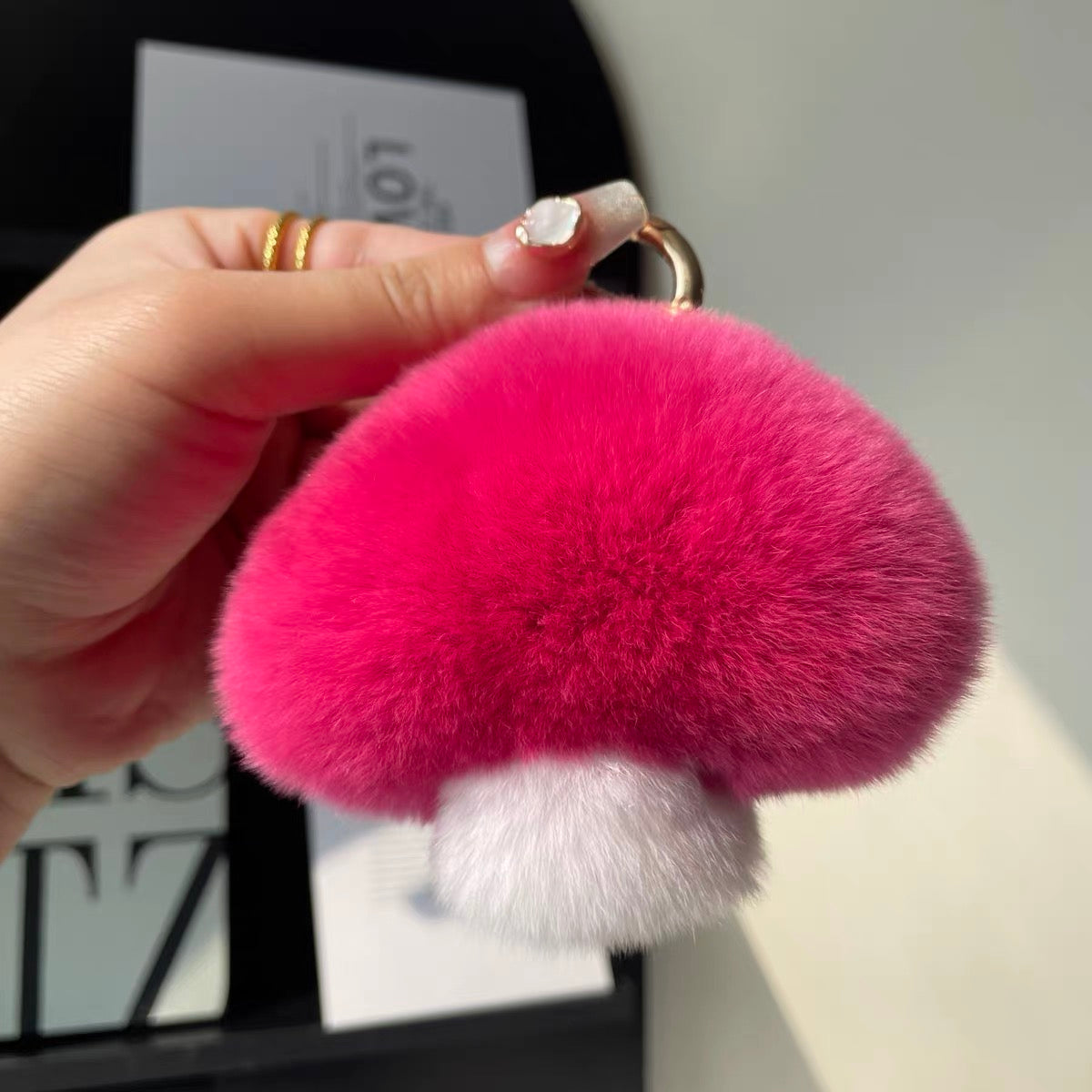 Fluffy Mushroom Bag Charm