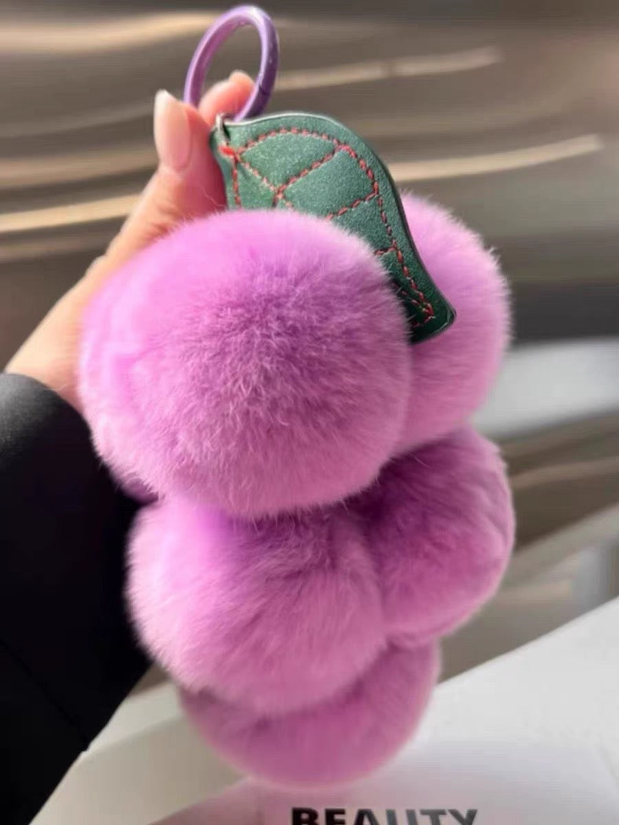 Fluffy Grape Bag Charm