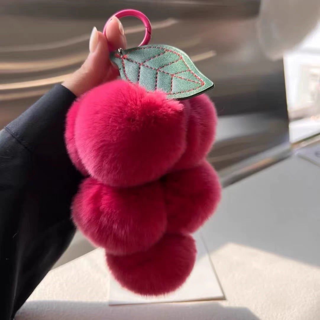 Fluffy Grape Bag Charm