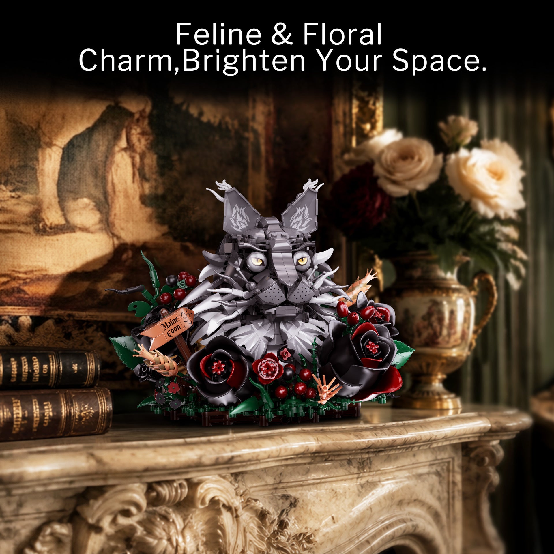 Maine Coon Cat Flower Building Blocks