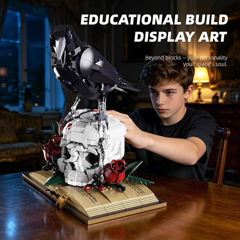 Gothic Crow Skull Building Blocks