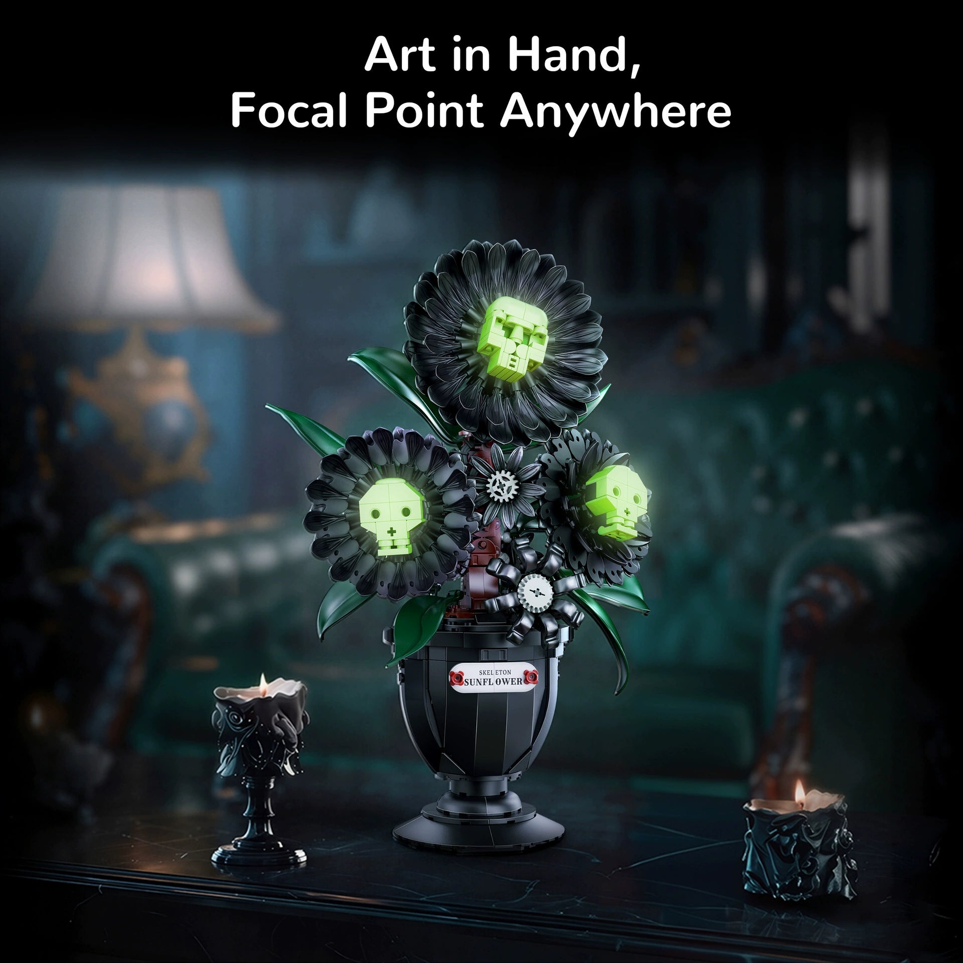 Gothic Skeleton Sunflower Building Blocks