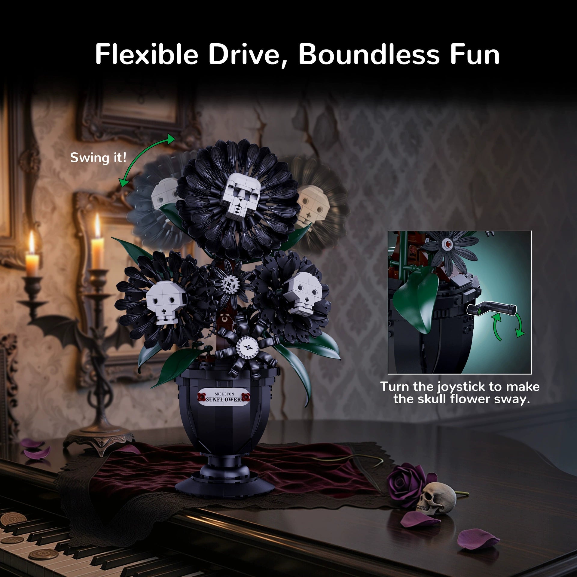 Gothic Skeleton Sunflower Building Blocks